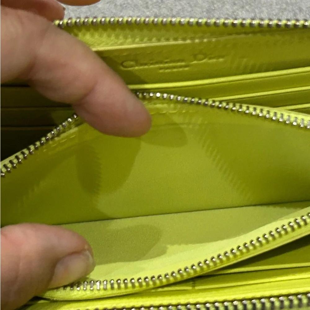 Christian Dior Patent Leather Bright Yellow Wallet VGUC